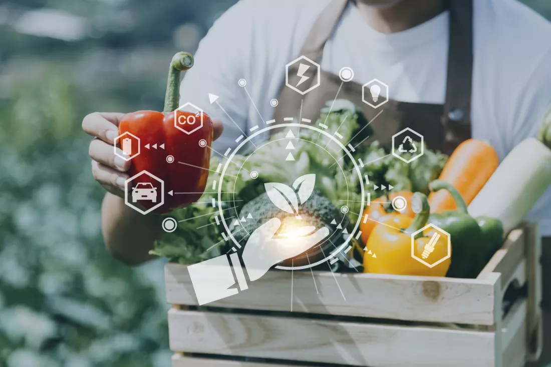 futuristic-businessman-farms-vegetables-crops-using-modern-ai-technology-using-mobile-phones-temperature-humidity-sensors-water-tracking-climate-control-holographic-data-data-icons